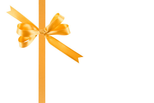 Orange ribbon with a bow on a white background