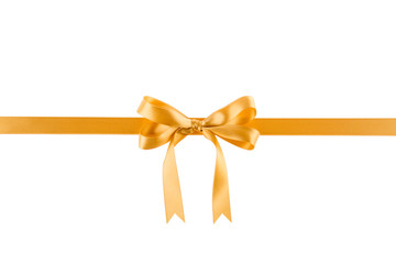 Orange ribbon with a bow on a white background