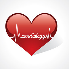 heartbeat make cardiology word in heart stock vector