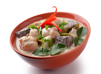 thaifood spicy chicken curry in coconut milk