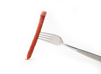 sausage on a fork