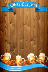 Oktoberfest banner on old wooden texture