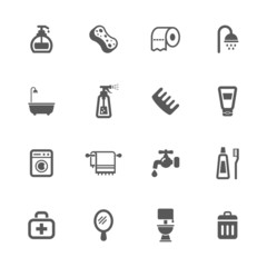 Bathroom and hygiene icons set.
