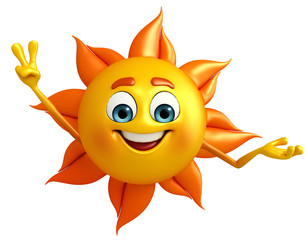 Sun Character With Victory pose