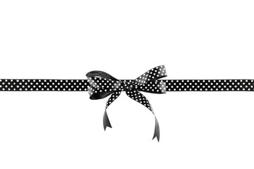 Black and white ribbon with a bow on a white background