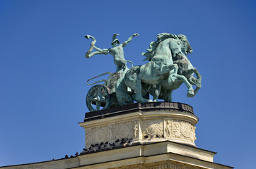 Monumento al Millennio, Particolare della Biga, Budapest.