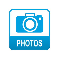 Etiqueta tipo app azul PHOTOS