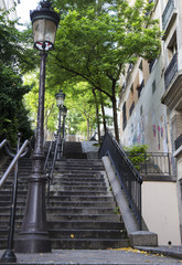 Typical Montmartre staircase in Paris, Franc