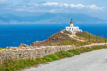 Armenistis lighthouse on the island of Mykonos