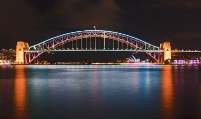 Fototapeta na wymiar Sydney Bridge Vivid Side
