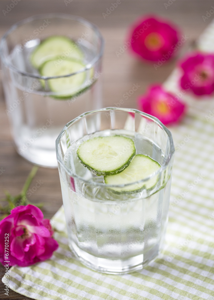 Canvas Prints Cold mineral water with cucumber