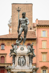Fototapeta na wymiar Neptune statue front view, Bologna, Italy