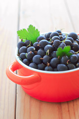 Fresh gooseberries in ceramic bowl