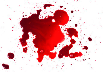 Blood stains (puddle) isolated on white background.