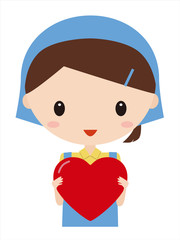 ハートを持つスタッフ