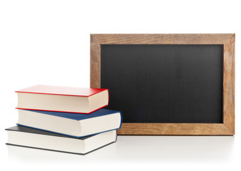 Blackboard with books