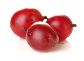 Ripe gooseberries isolated on white.