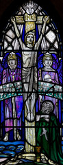 Crucified Christ in stained glass