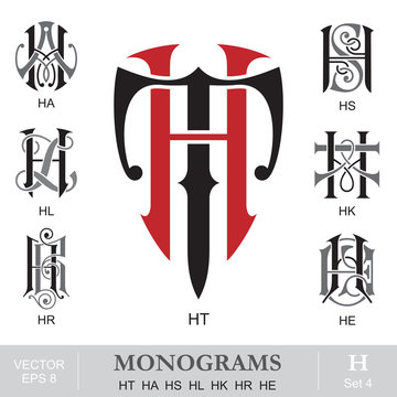 Vintage Monograms HT HA HS HL HK HR HE
