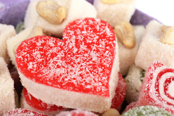 Tasty Turkish delight in present box close up