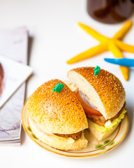 gourmet cheeseburger with