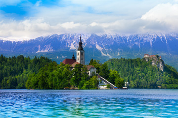 Bled church and bell tower