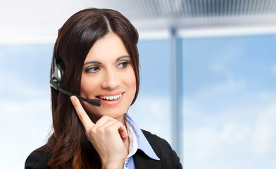 Female call center operator