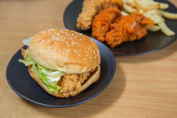 hamburger with chicken