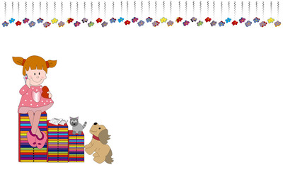 Niña sentada en cajonera