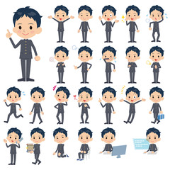 学ラン男子学生全身動作／同じシリーズはtoyotoyoポートフォリオ内から「親しみ　デフォルメ」と検索してください