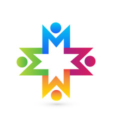 Vector teamwork holding hands people logo