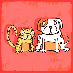 cartoon dog and cat illustration