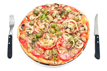 Delicious italian pizza isolate on white