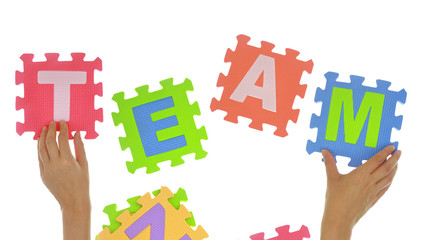 Hands forming word 