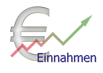 Diagramm aufsteigend Einnahmen mit Farbverlauf und Euro Symbol