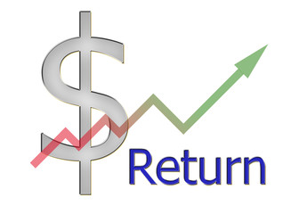 diagram upwards return with color gradient and dollar symbol