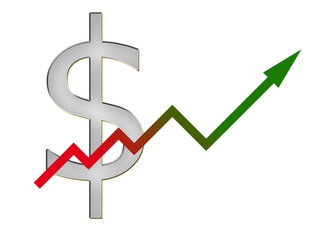 diagram upwards with color gradient and dollar symbol