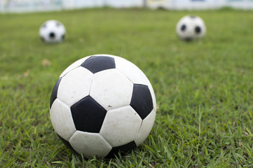 Soccer ball on green field