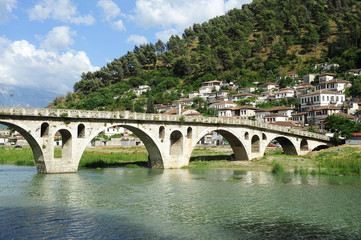 Stone bridge over Osum river at Berat