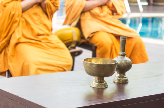 Pour water container for libation tool