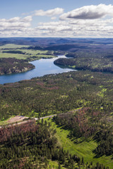Fototapeta na wymiar aerial view of the black hills, Pactola Lake