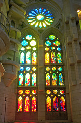 Naklejka premium Detail of interior Sagrada Familia church in Barcelona, Spain.