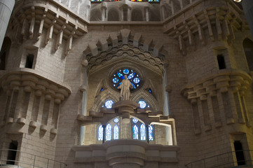 Obraz premium Detail of interior Sagrada Familia church in Barcelona, Spain.