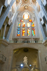Naklejka premium Detail of interior Sagrada Familia church in Barcelona, Spain.