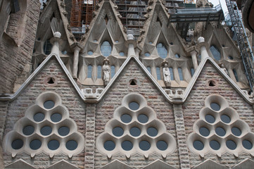 : Detail of  Sagrada Familia church  in Barcelona, Spain.