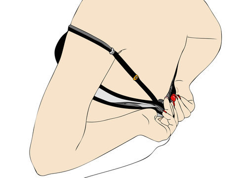 woman adjusting black bra clip art preview
