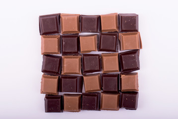 pieces of dark and milk chocolate