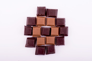pieces of dark and milk chocolate