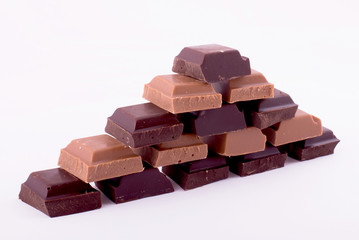 pieces of dark and milk chocolate
