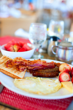 Breakfast with fried eggs